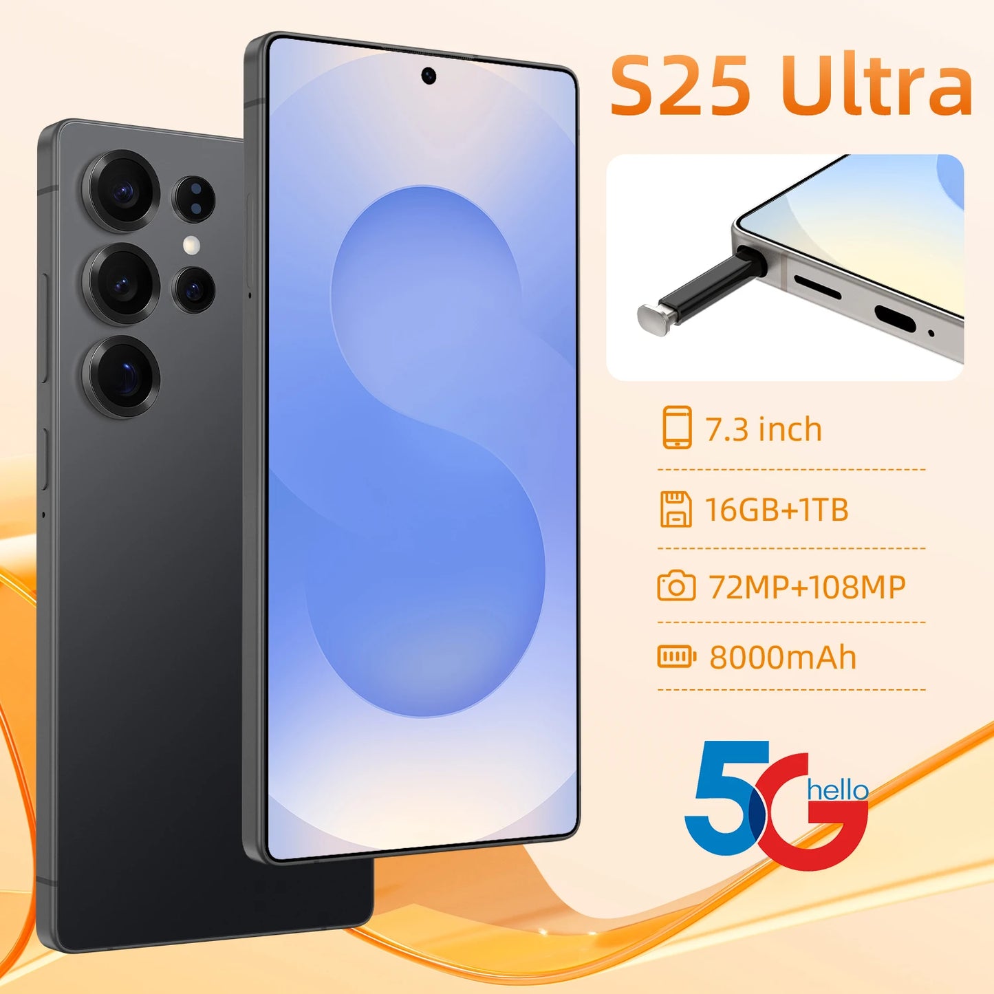 New Nfc Accessoires Small Device Latest Galaxie White Cellphones Originais Folding S25Ultra 5g-smartphone Mobile 5g