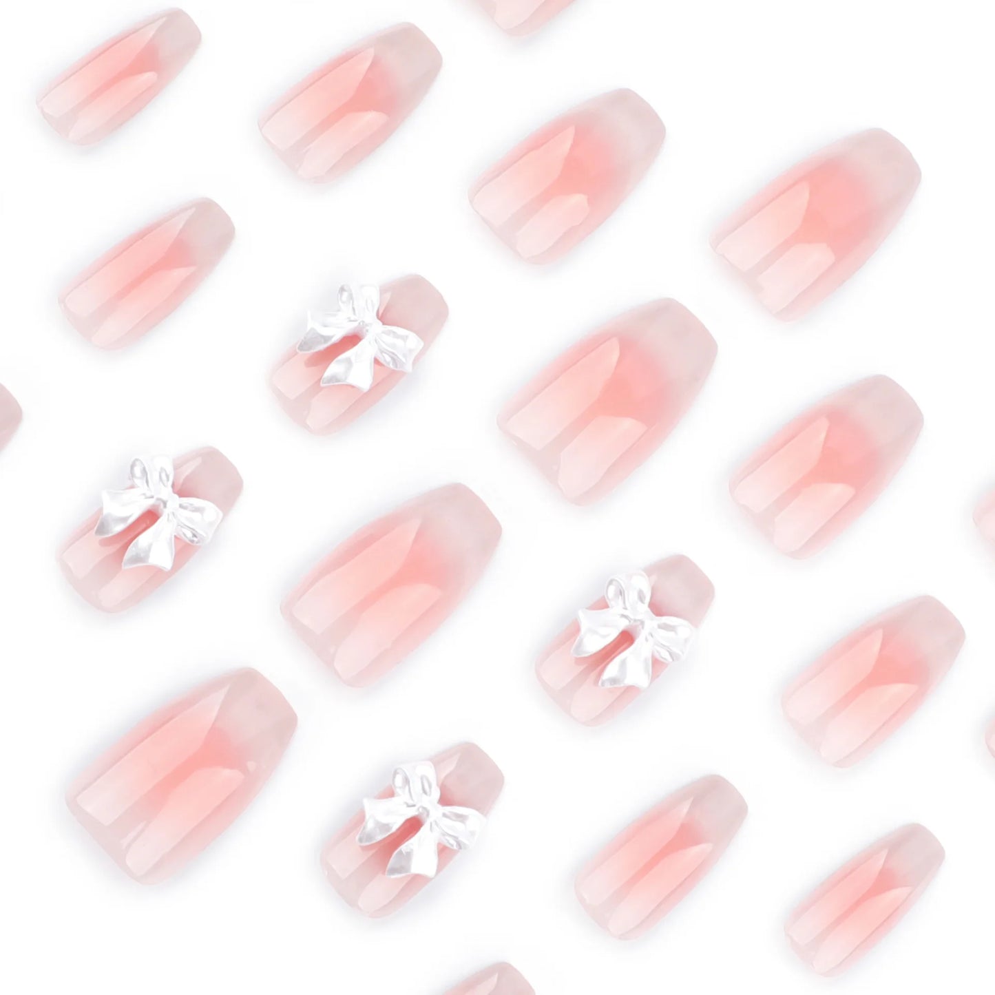 Cheap Price Beauty Product Sweet Blush French Cat-Eye Bow Ballet Shoes Almond Nails Self-Adhensive for Press on Nails