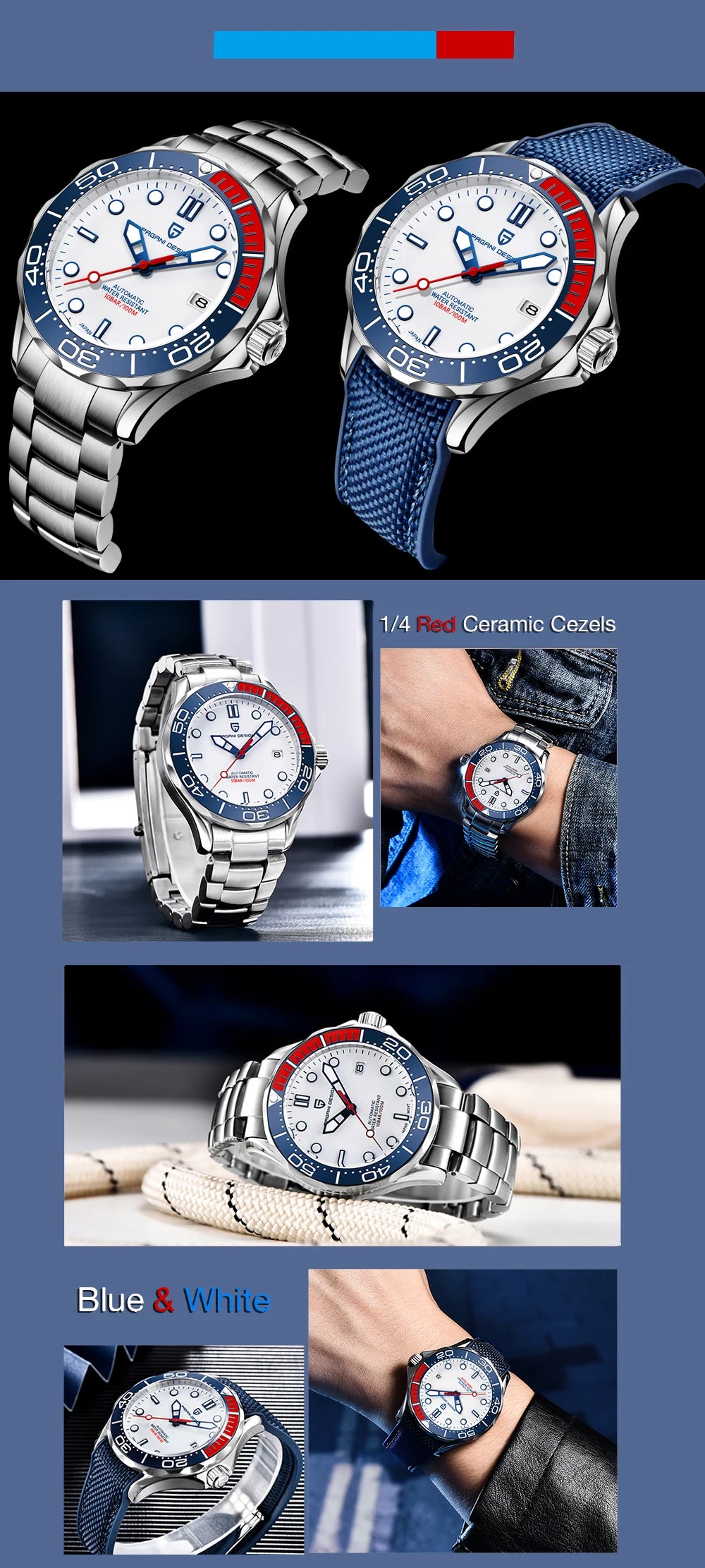 Pagani Design 2025 Automatic Watches for men mechanical wristwatch men Top Brand Luxury men watch 100m waterproof NH35 steel 007