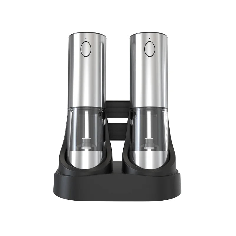 New Arrival Rechargeable Electric 95ML Stainless Steel Salt Pepper Spice Grinder Mills Set Home Kitchen Use Storage Base Metal