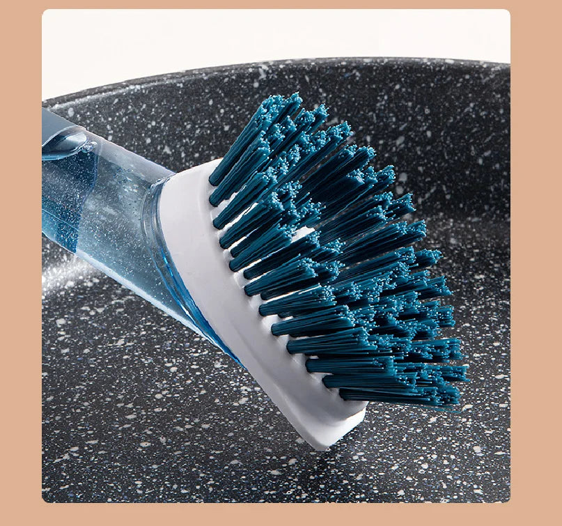 Multifunctional Kitchen Sponge Brush Add Liquid Pan Brush Kitchen 3 in 1 Cleaning Dish Washing Brush With Handle