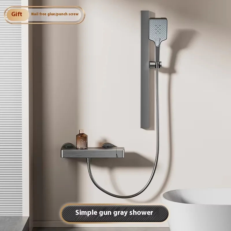 Contemporary Minimalist Handheld Showerheads Thermostatic Faucets Polished Brass No Top Spray Rain Pattern for Household