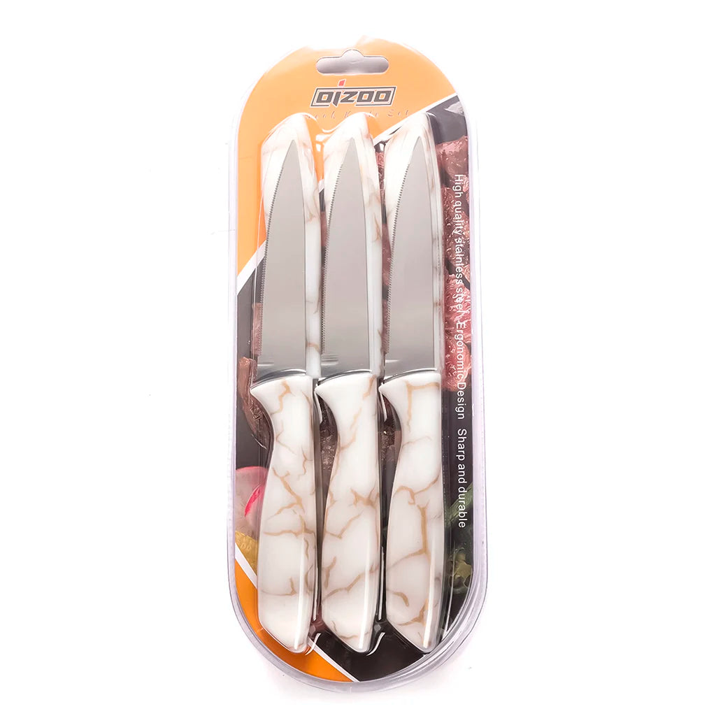 3cr13 Stainless Steel Blade Kitchen Steak Knife Set Hollow Marble Pattern ABS Plastic Handle Metal Meat Restaurant Knife