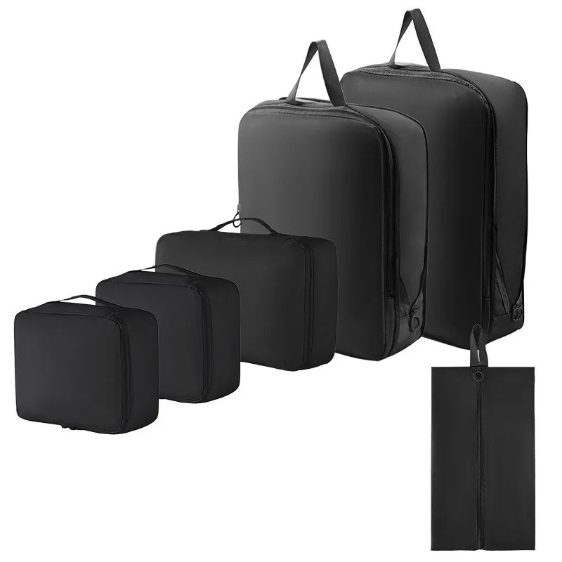 High Quality 7Pcs Set Travel Clothes Luggage Organizer Bag Accessories Compression Travel Packing Cubes
