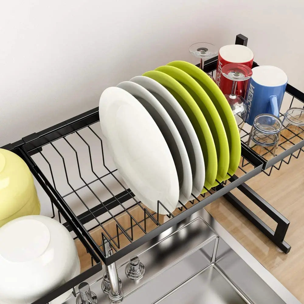 Dish Drainer Kitchen Organizer Expandable Drying Rack Over Sink Multi Functional Kitchen Shelf Space Saving Home Organizer