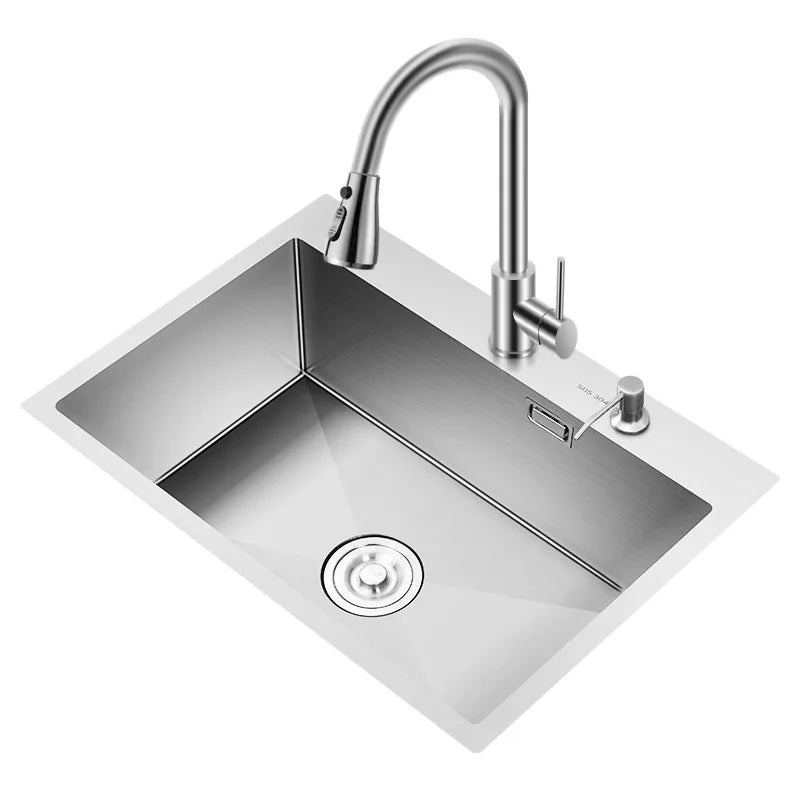 Modern 304 Stainless Steel Single Bowl Sink Anti-Rust Undermount Design for Kitchen & Restaurant