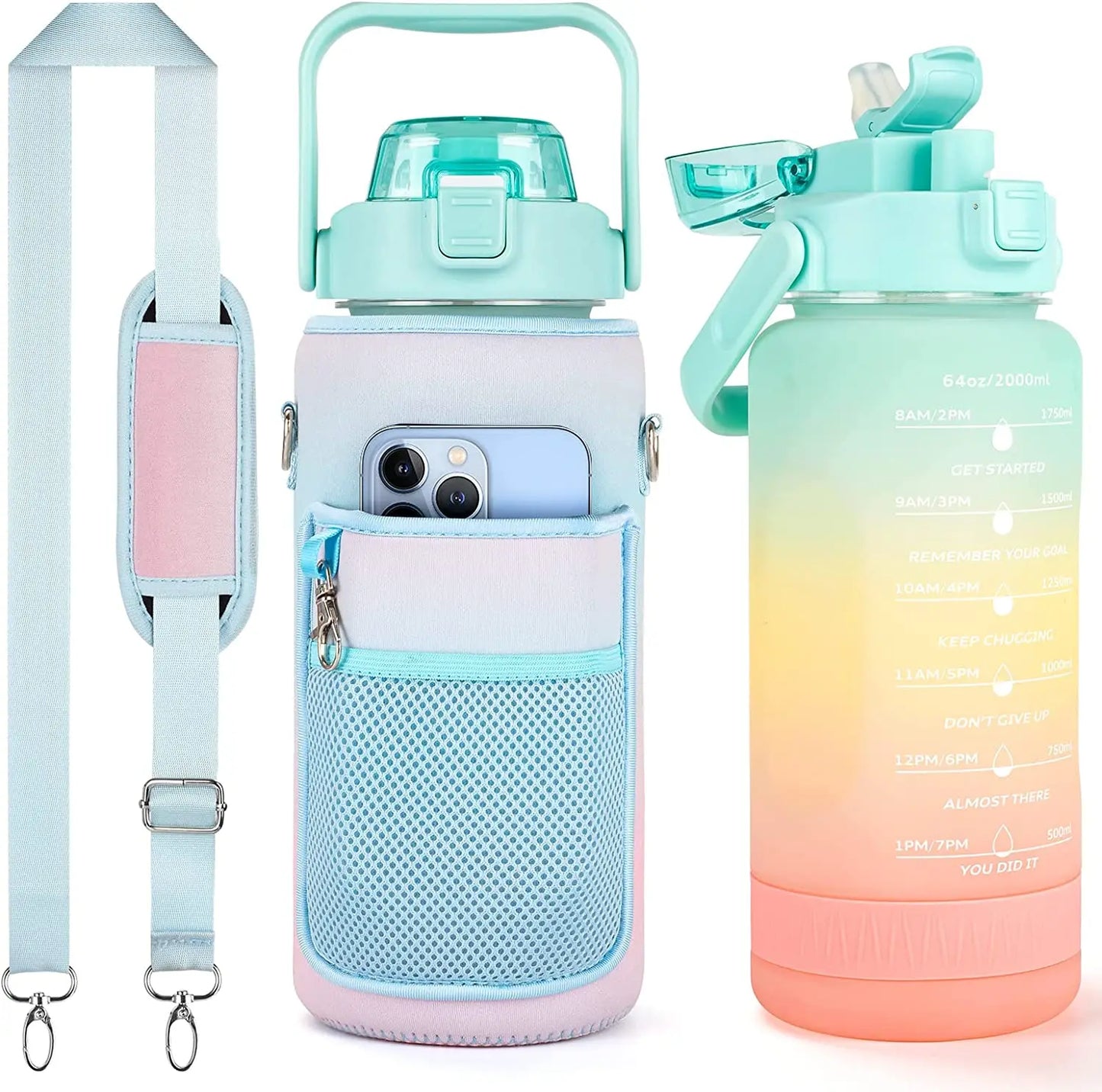 JZYZ School Fancy Bamboo 1 Gallon Carton Children Bpa Free Baby Kids Self Cleaning Clear Uv Water Bottle Kids With Sleeve