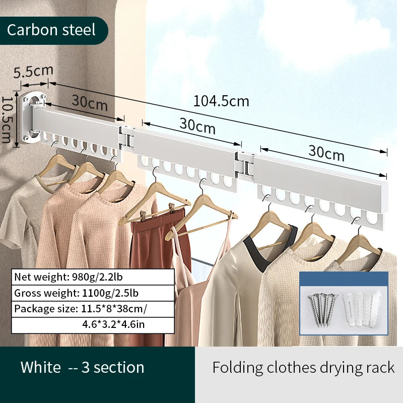 Laundry Retractable Drying Rack Folding Wall Mounted Clothes Hanger Rack