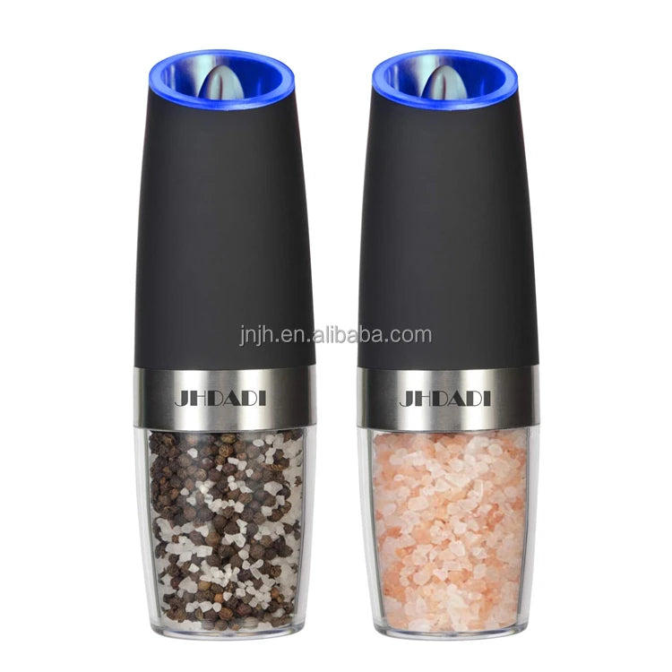 2pcs Gravity Electric Grinder Sets/Battery Powered Electric Gravity Salt and Pepper Grinder with Adjustable Coarseness