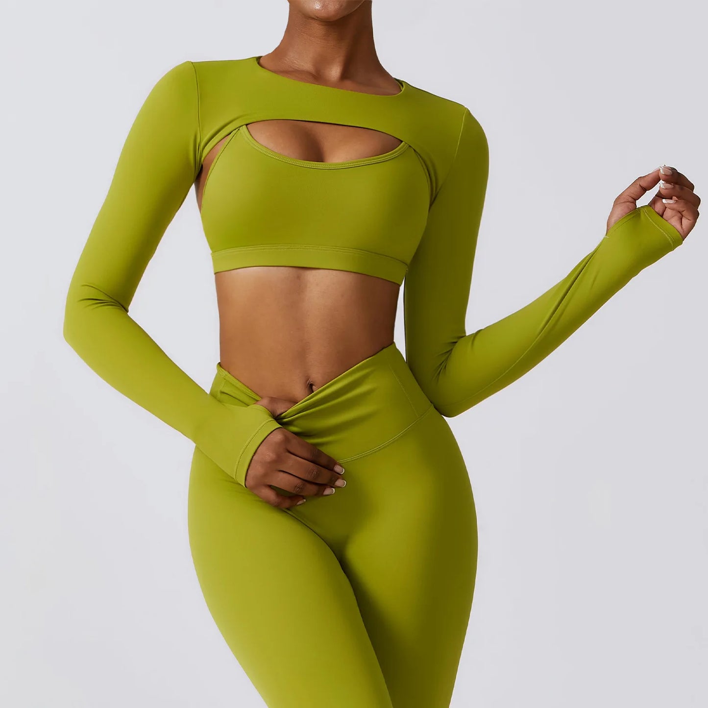 Conjunto de 3 Peças Fitness Feminino – Top Curto