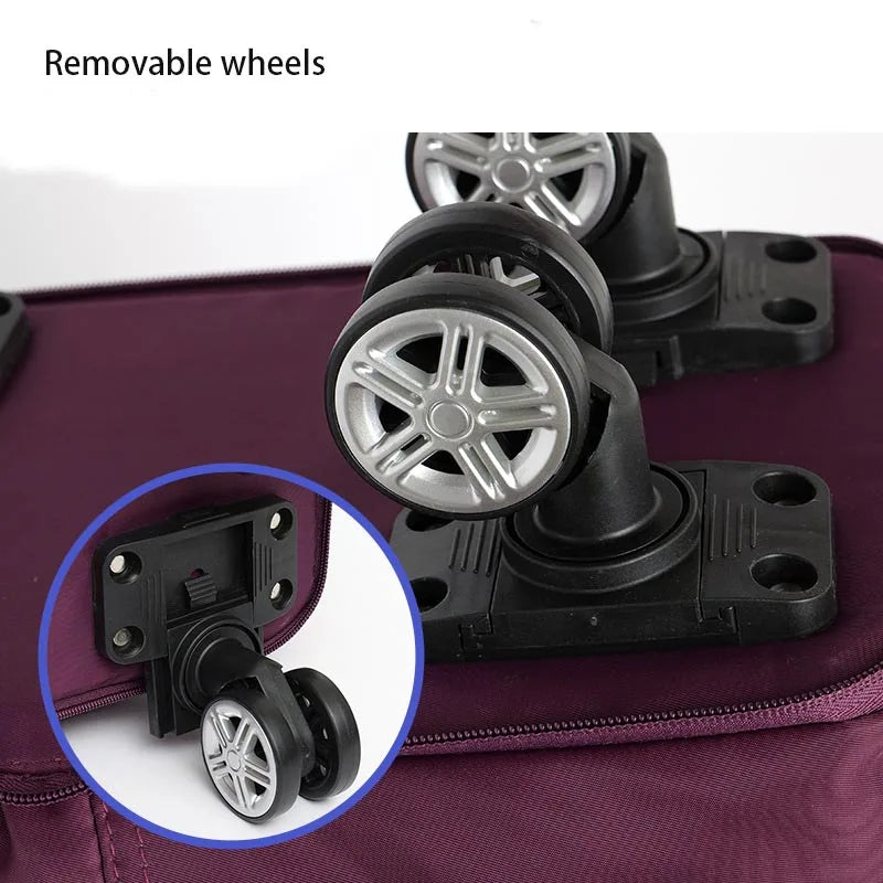 Large Expandable Waterproof Polyester Luggage Travel Bag Foldable Gym Sport Training Weekend Oxford Rolling Duffel Bag