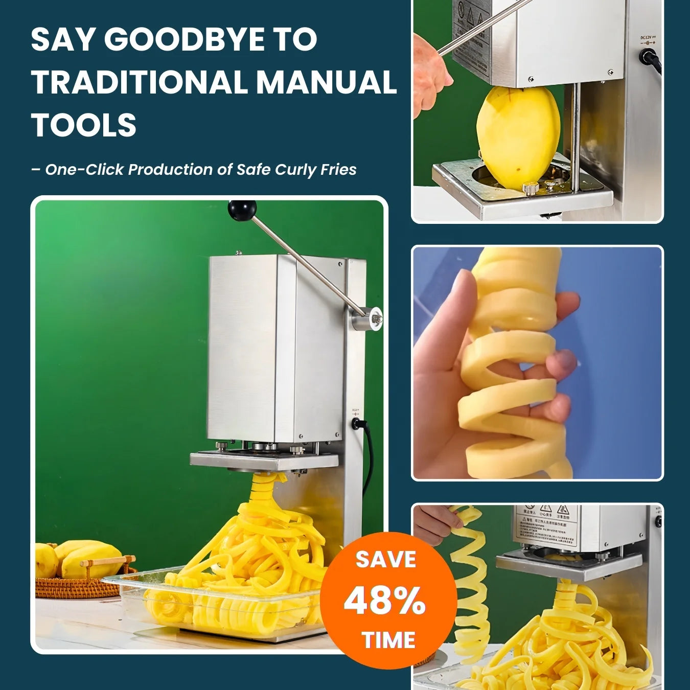 Try Our New Product Thin Easy To Operate Spiral Cutter Machine 26W Potato Slicer Cutting