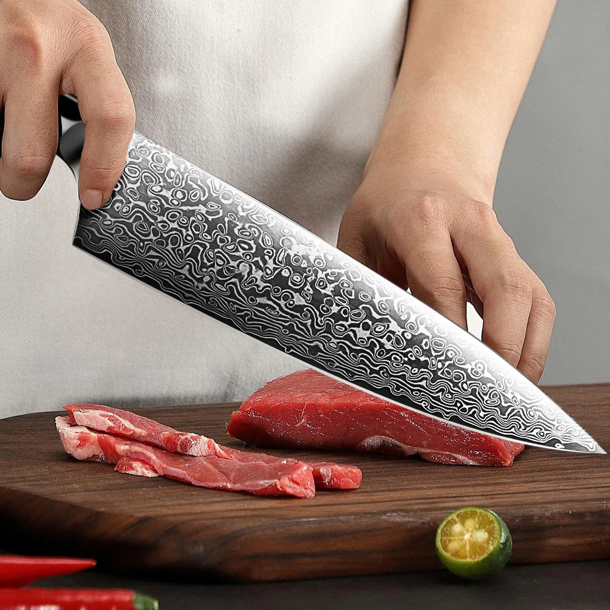 High-end Damascus Kitchen Knife Set Vegetables Fruit Slicer Chef Peeling Carving Sashimi Utility Paring Slicing Knives