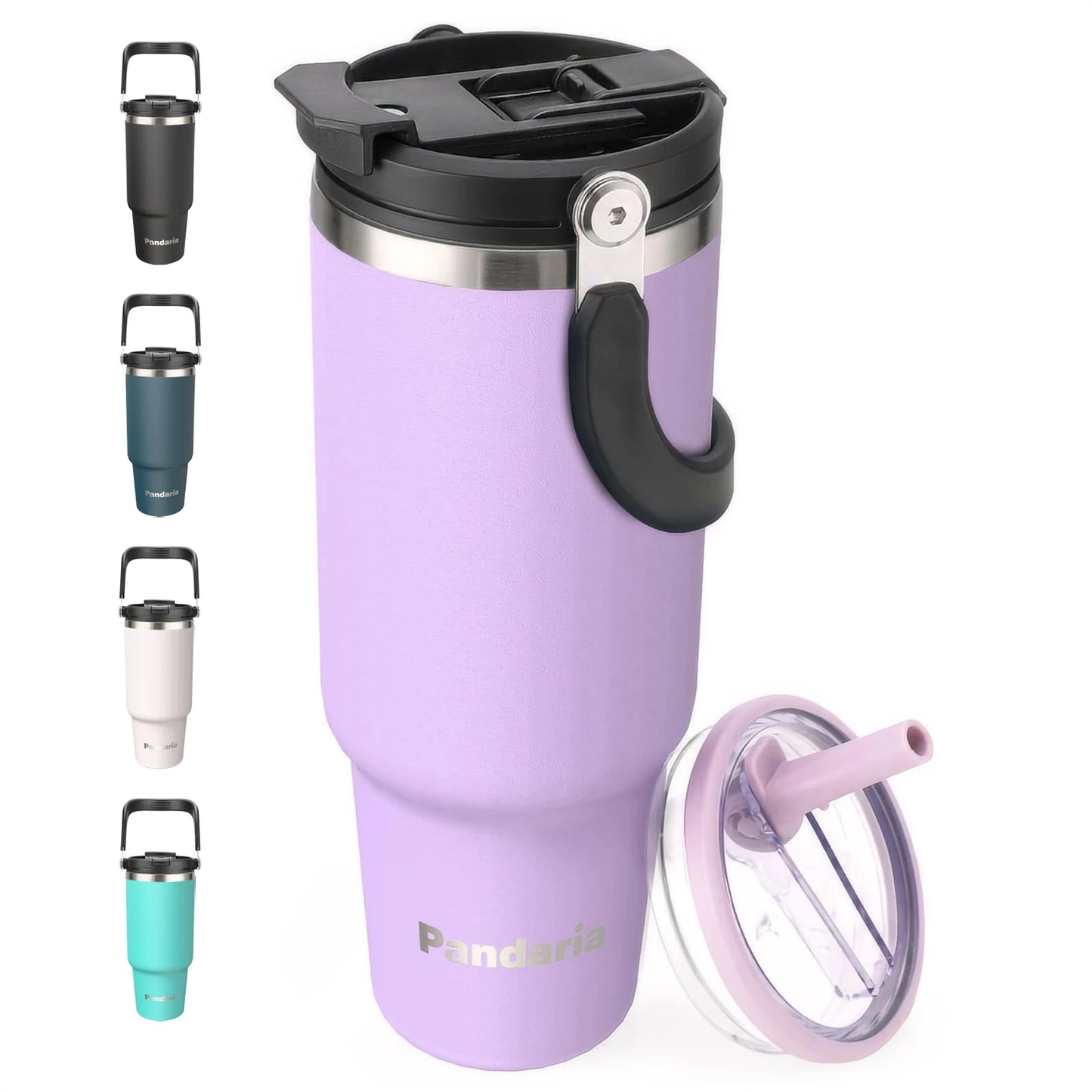 FBA Warehouse Ready Stock 40oz Powder Solid Color Coated Vacuum Insulated Tumbler With Handle and Lid