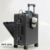 2024 New Design Front Open Carry on  Luggage Lightweight Hard Side Suitcase Travel Luggage With USB Charger and Cup Holder