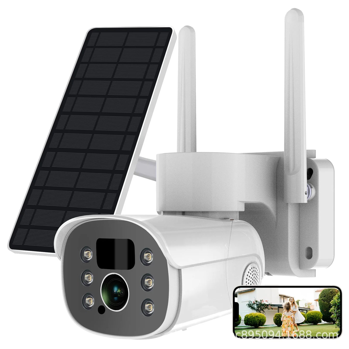 Outdoor Solar-Powered Wireless WIFI CCTV Network Camera Full Color Night Vision CMOS Sensor Low Power Battery Built-in Mic Cloud