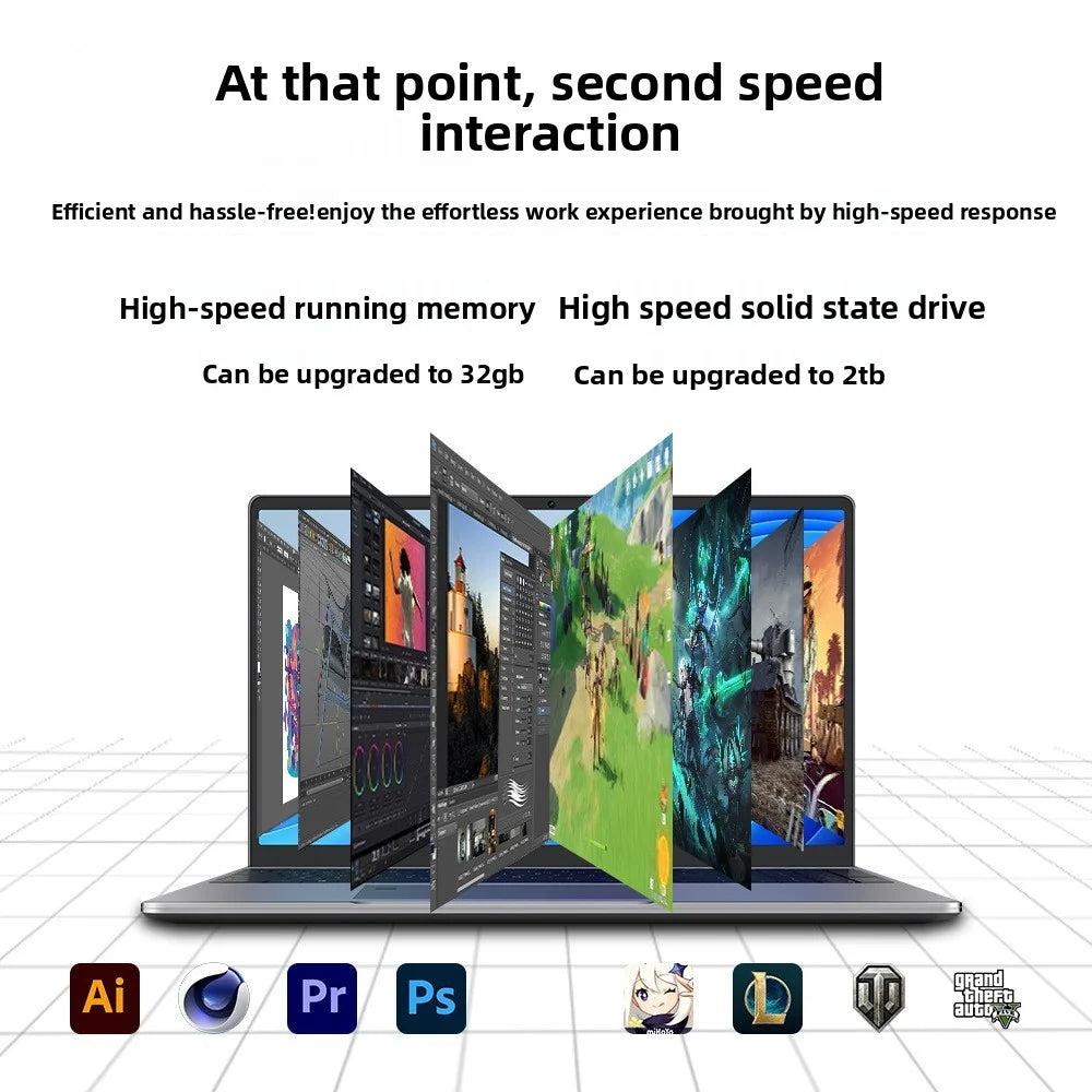 15.6 Inch Gaming Laptop with AMD Ryzen 7 32GB DDR4 RAM 512GB NVMe SSD Portable Notebook