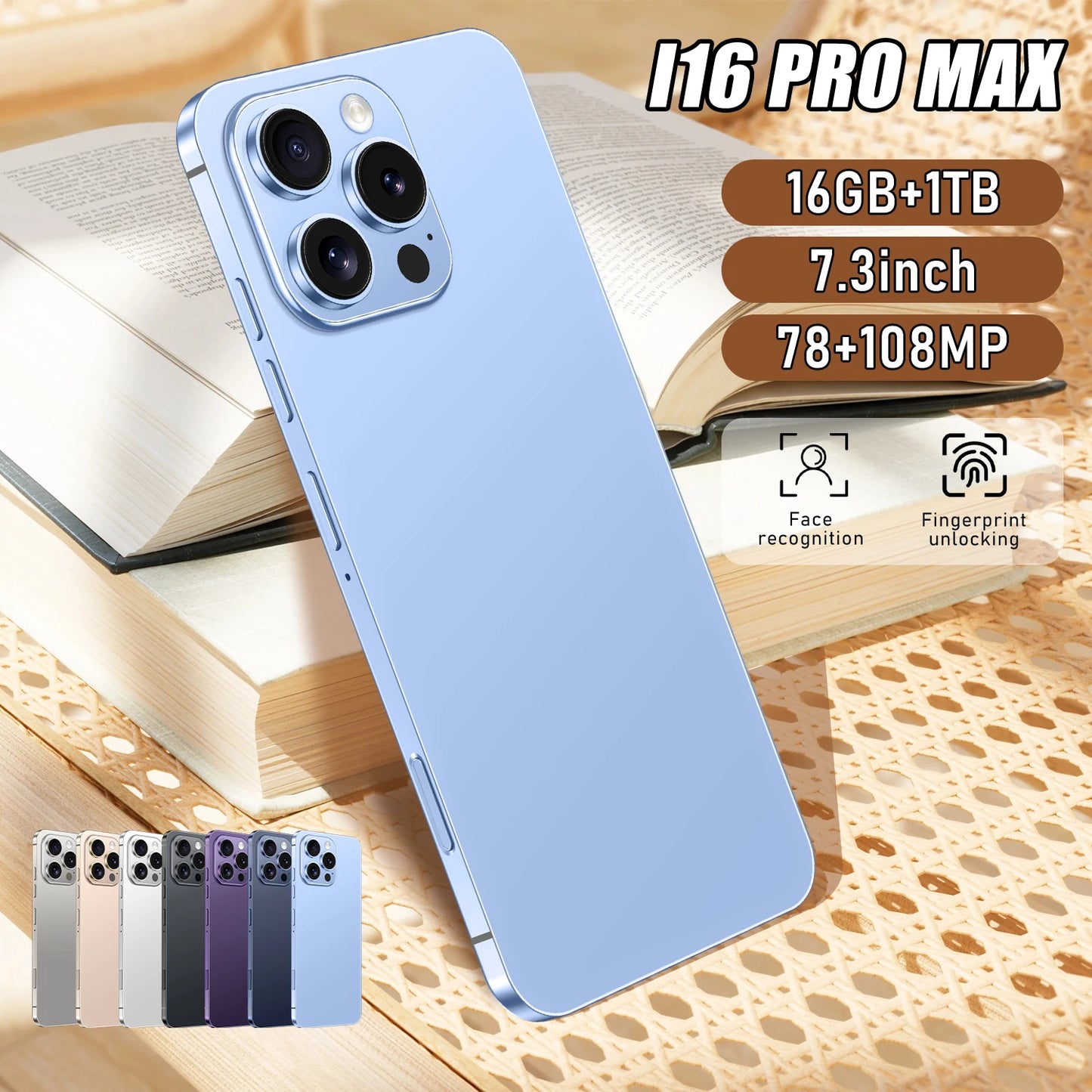 2025 Original High Quality I16pro Max 16GB+1TB Android 14 5G Smart Phone Globally Compatible  108MP Rear Camera
