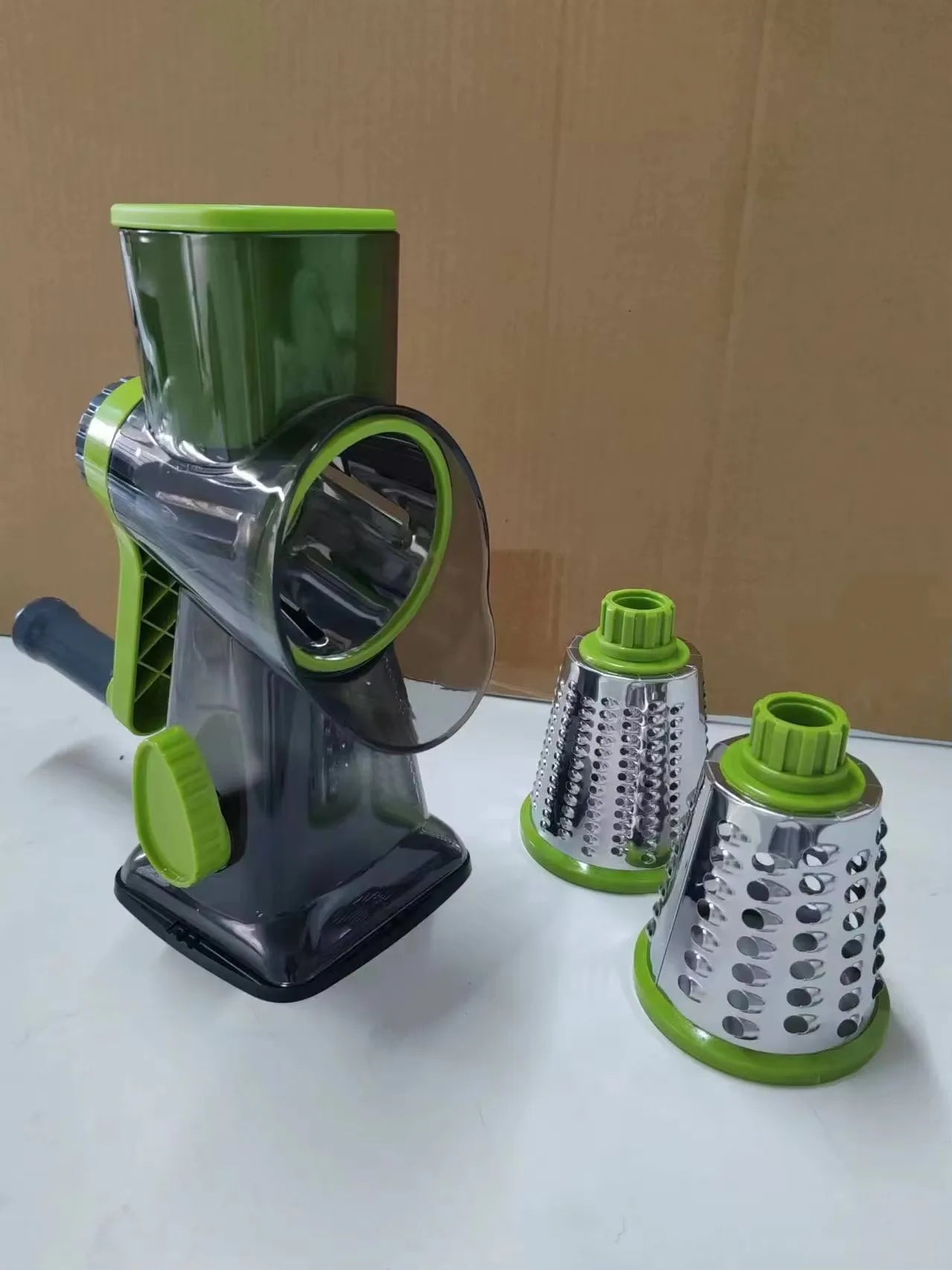 Rotary Cheese Grater with Handle  3 Changeable Blades for Cheese Potato Vegetable Cheese Shredder Slicer Grater for Kitchen