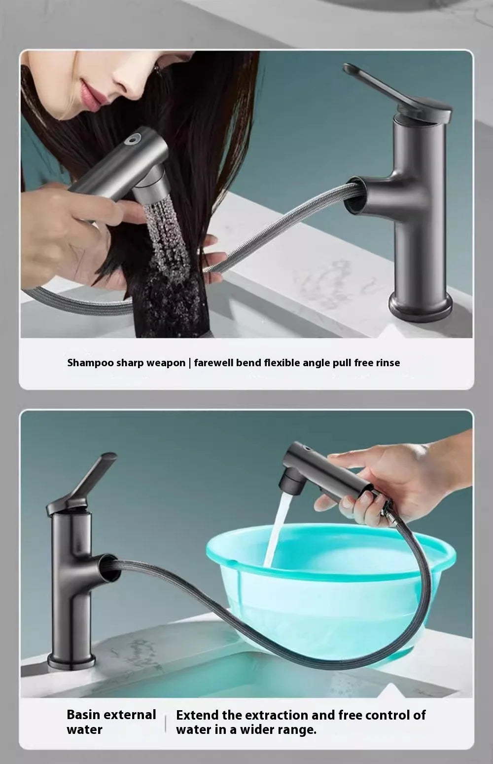 Modern All Copper Pull-Out Basin Faucet Hot Cold Single-Handle Design for Household Washbasin Bathroom Cabinet Toilet Wash Basin