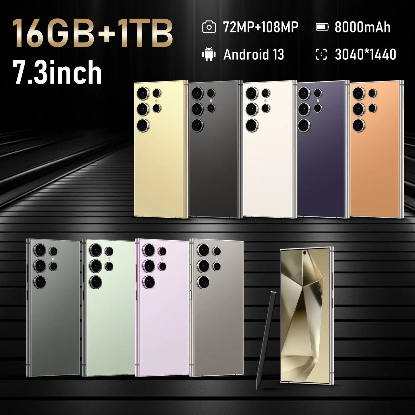 Smartphone Galaxy S25 Super 7.3 HD 5g Celulares 16gb + 1TB Dual SIM 8000mAh 72MP + 108MP Mobile Original Android Phone
