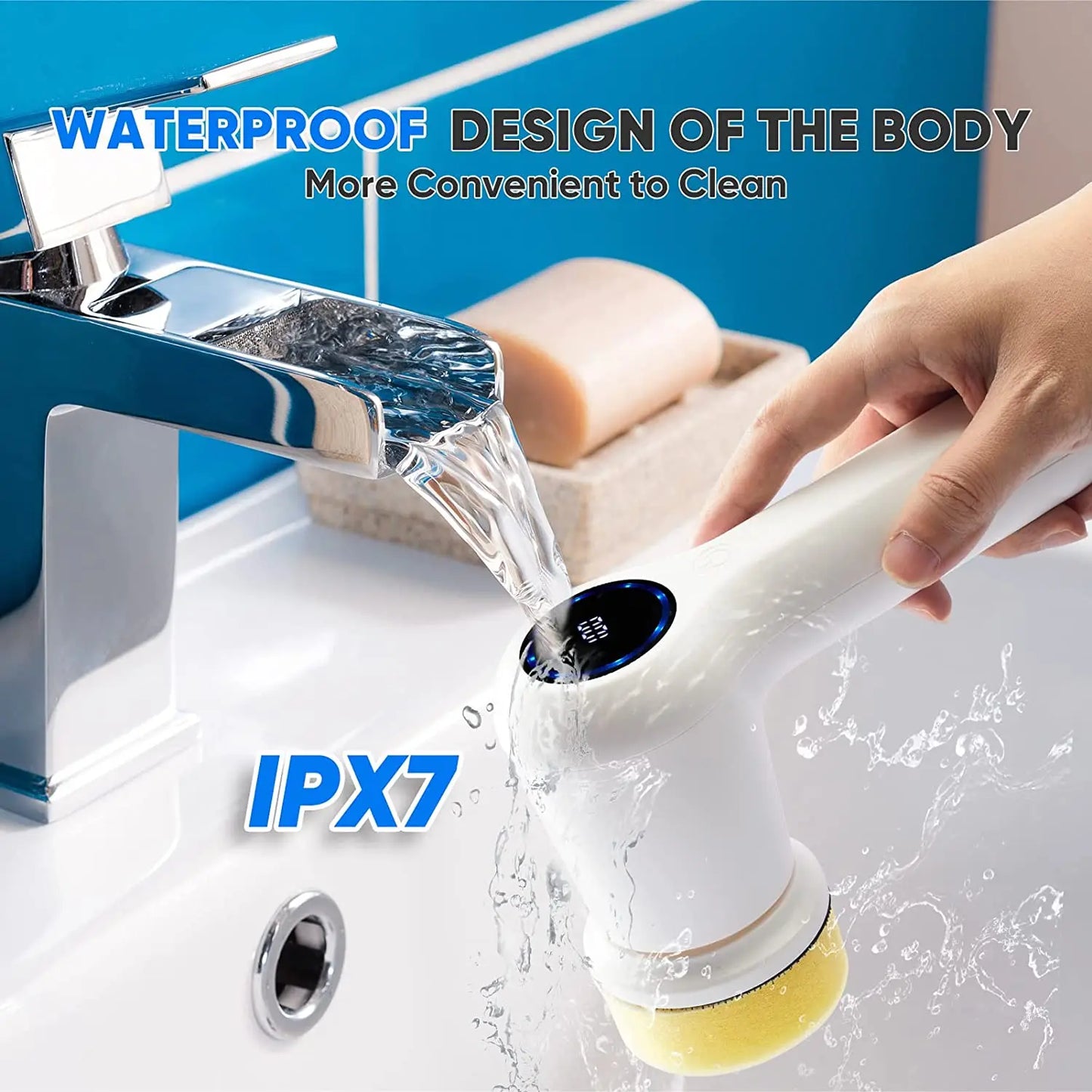 2-Speed Cordless Electric Shower/Sink/Window Cleaning Brushes for Spin Scrubber with Battery Level Display for Bathrooms