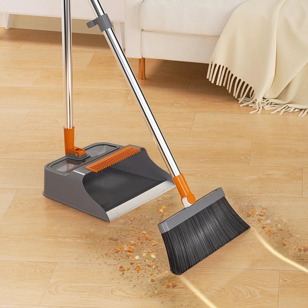 High Quality Durable Stainless Steel Magic Broom Long-Handled Dustpan Set Soft Bristles PP for Home Cleaning for Kitchen Floors
