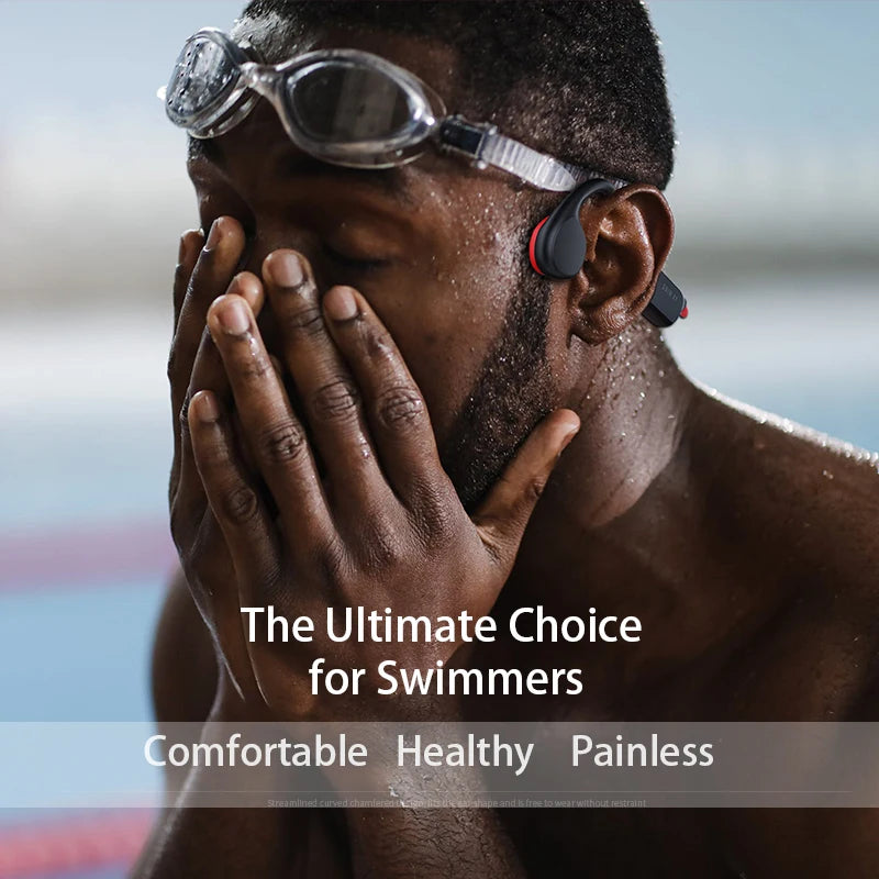 Top Selling IPX8 Waterproof Wireless Sport Earphones with Bone Conduction MP3 Player LED Battery Indicator for Swimming