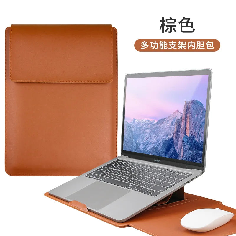 Factory Price 3 In1 Laptop Bag with Stand Mouse Pad for 11 12 13 14 15 16 Inches PU Leather Notebook Cover Laptop Sleeve Case