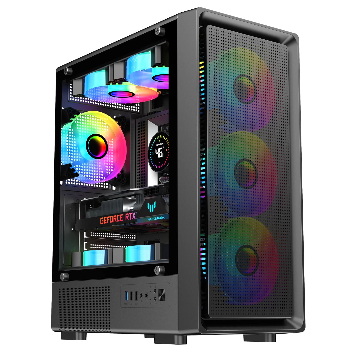 T10 Nine-Tailed Fox 240mm Water-Cooled Glass Side ATX/DIY Shell Matx Desktop Computer Case for Gaming Transparent Side for