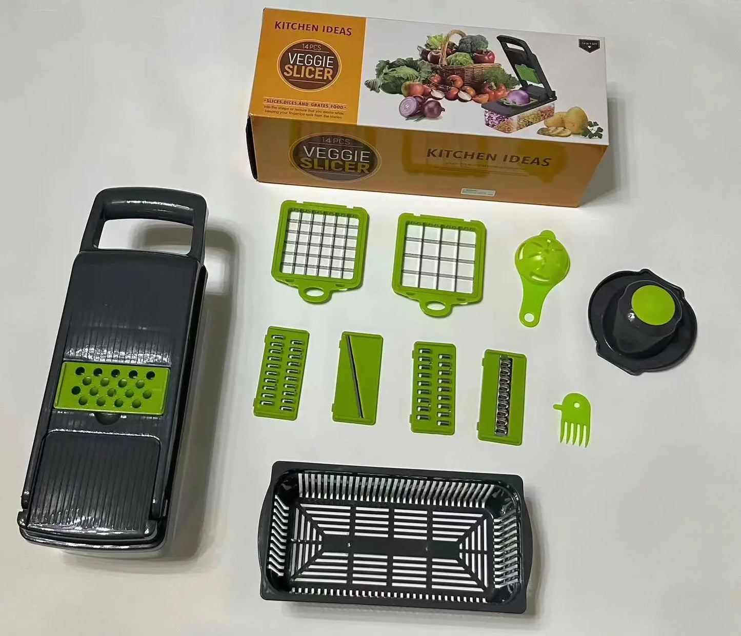 Factory Wholesale Kitchen Accessories 14 in 1 Food Cutter Veggie Onion Chopper Mandoline Slicer Multifunctional Vegetable Cutter