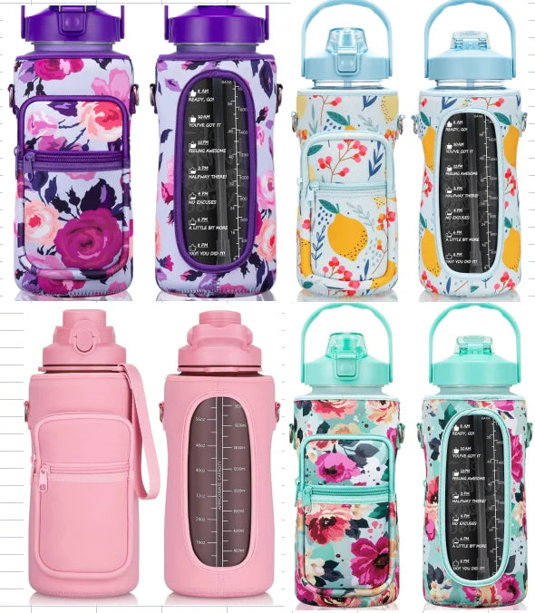 JZYZ School Fancy Bamboo 1 Gallon Carton Children Bpa Free Baby Kids Self Cleaning Clear Uv Water Bottle Kids With Sleeve