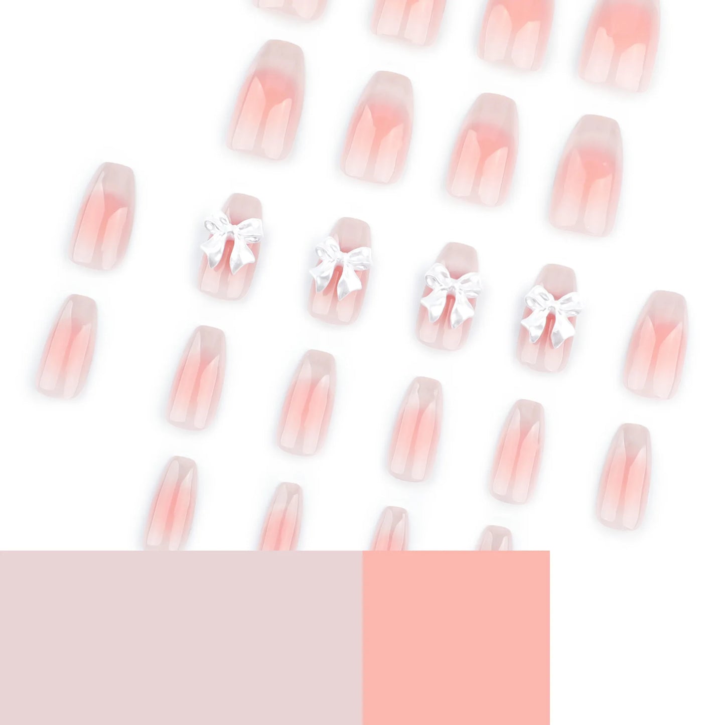 Cheap Price Beauty Product Sweet Blush French Cat-Eye Bow Ballet Shoes Almond Nails Self-Adhensive for Press on Nails