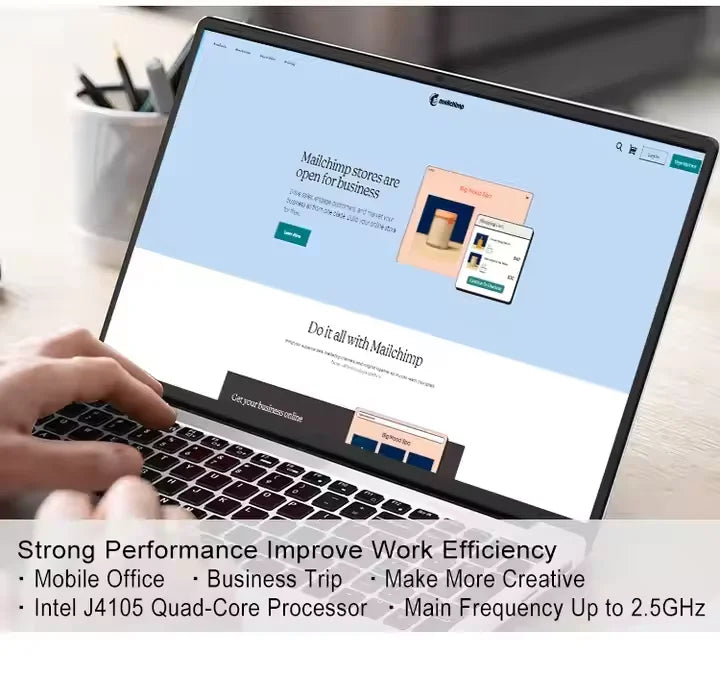 New Design 14.1'' Slim Laptop with 8GB RAM High Performance Cooling System Used WiFi for Office Gaming US Plug