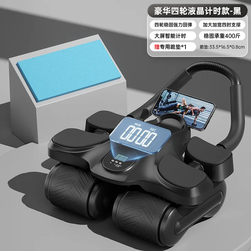 Automatic Rebound Abdominal Muscle Training Equipment Four-Wheel for Ab Roller Wheels for Home Gym Use for Men Women Thin Belly
