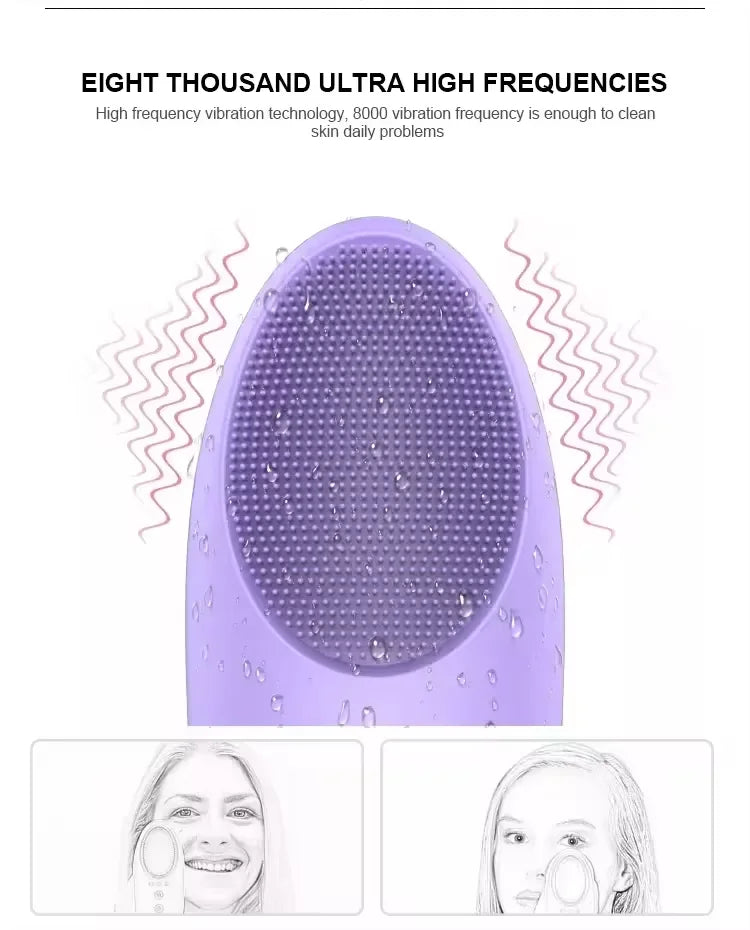 4-in-1 Waterproof Soft Silicone Electric Facial Cleansing Brush Multifunctional Face and Nose Cleaning Makeup Cleaner