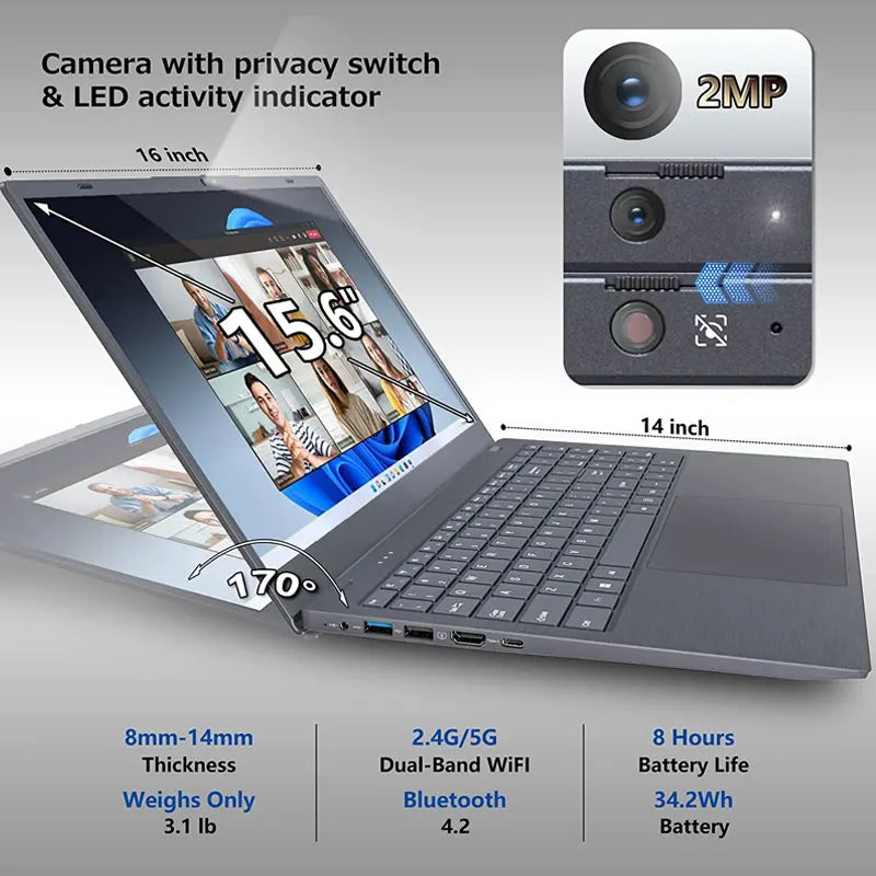 Custom Laptop 15.6" intel Core i3 Laptop 5005U 16GB RAM 512GB SSD Win 11 Notbook Computer Personal Home Laptops OEM