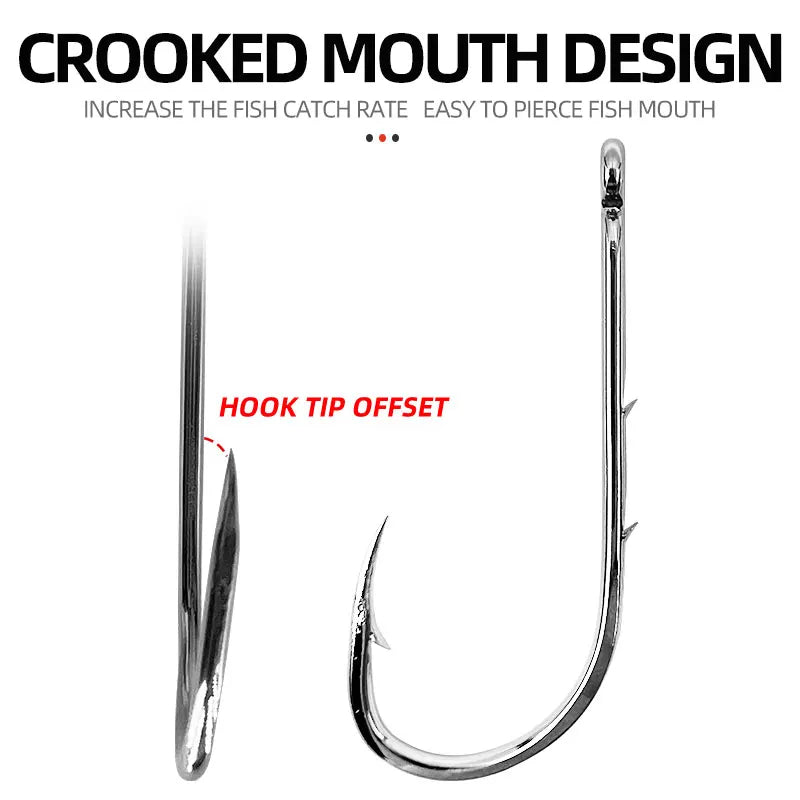 1000pcs 92247 Octopus Beak Baitholder Fishing Hooks Carbon Steel Barbed Offset Octopus Circle Hooks for Saltwater Freshwater
