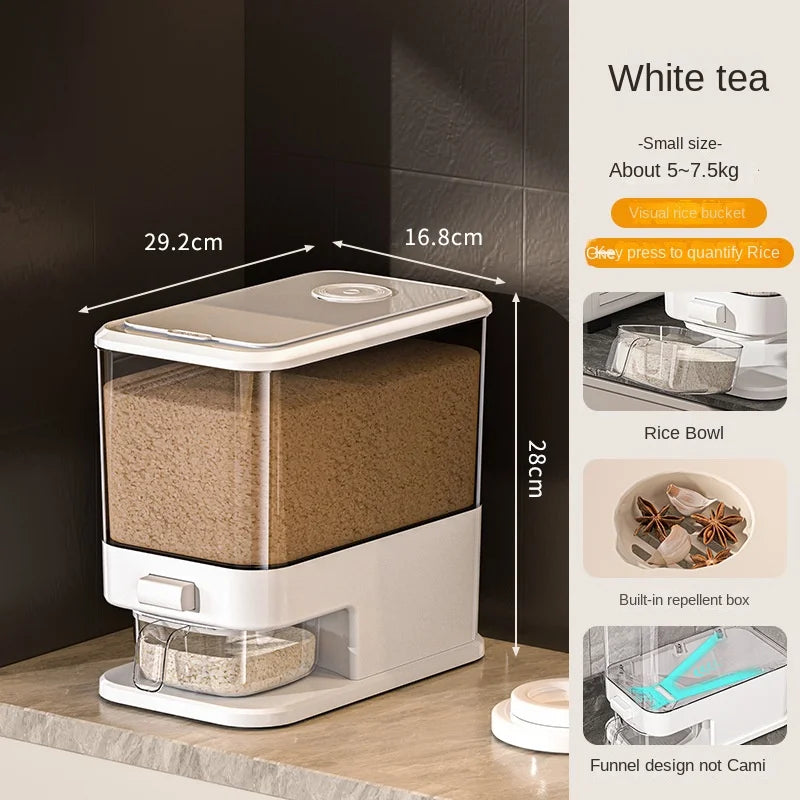 Large Capacity Press-Type Storage Box for Rice Flour Cereals Household Insect-Proof Moisture-Proof Food Grade Sealed Tank