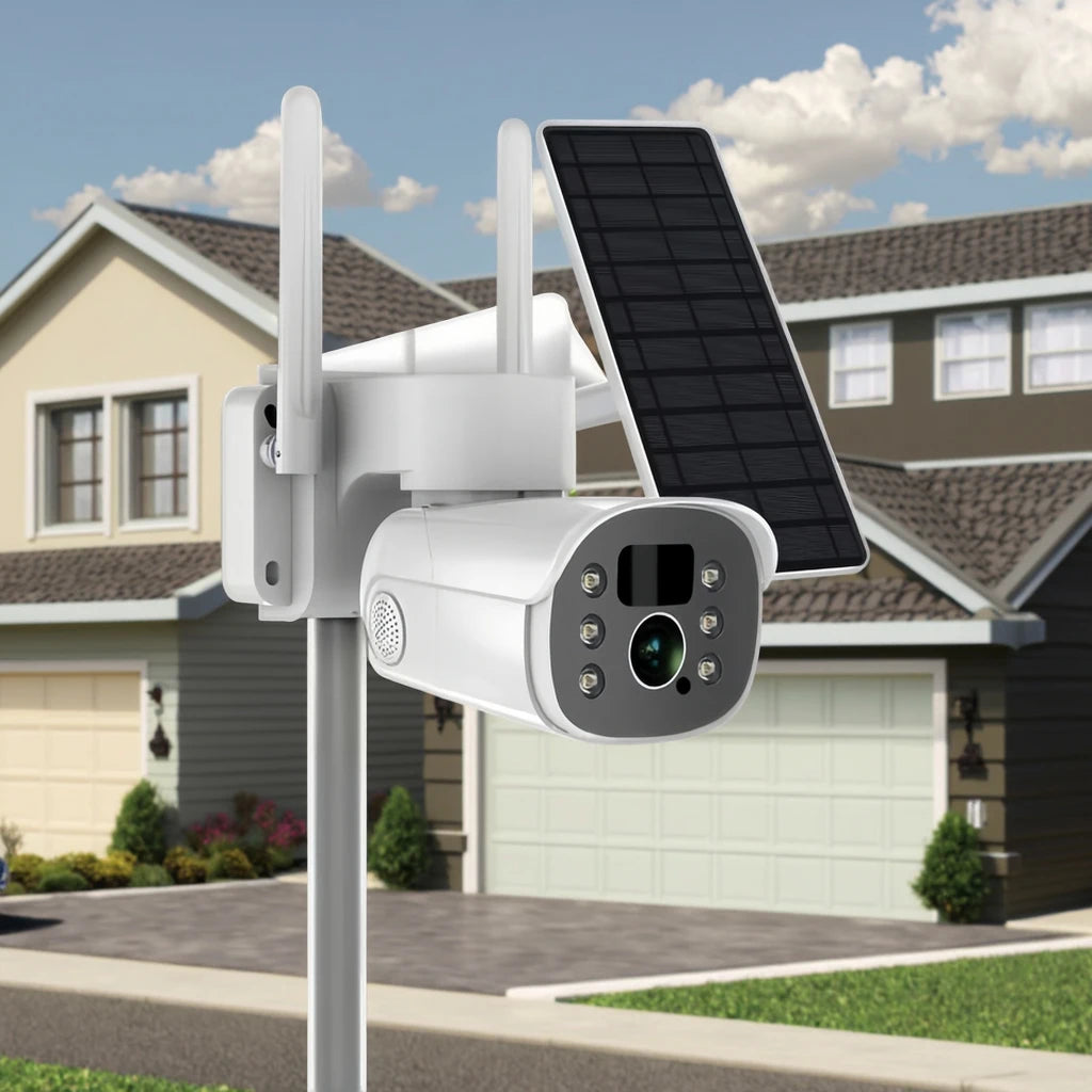 Outdoor Solar-Powered Wireless WIFI CCTV Network Camera Full Color Night Vision CMOS Sensor Low Power Battery Built-in Mic Cloud