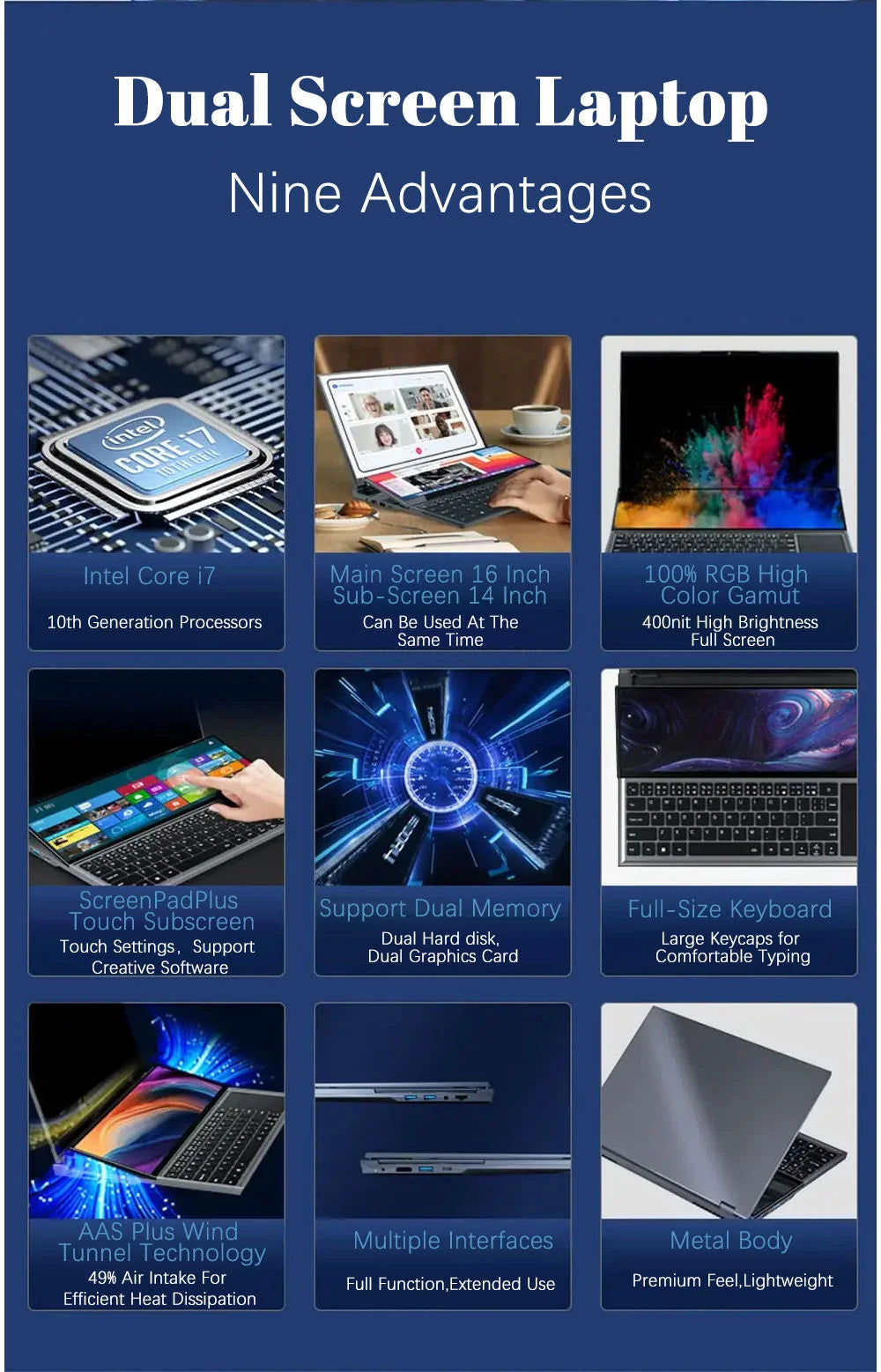 New Arrivals OEM Dual Screen Core I4/14.4/15.6 Inch 256GB/512GB/1TB Business Notebook Computer Laptop for Office