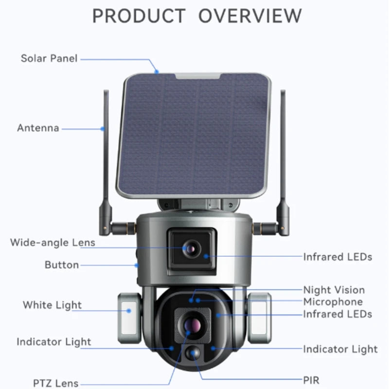 WZ-Y5 4G 4K Solar Powered Cctv Camera 4G 10x Zoom Network Sim Card Surveillance Home Security Floodlight Camera