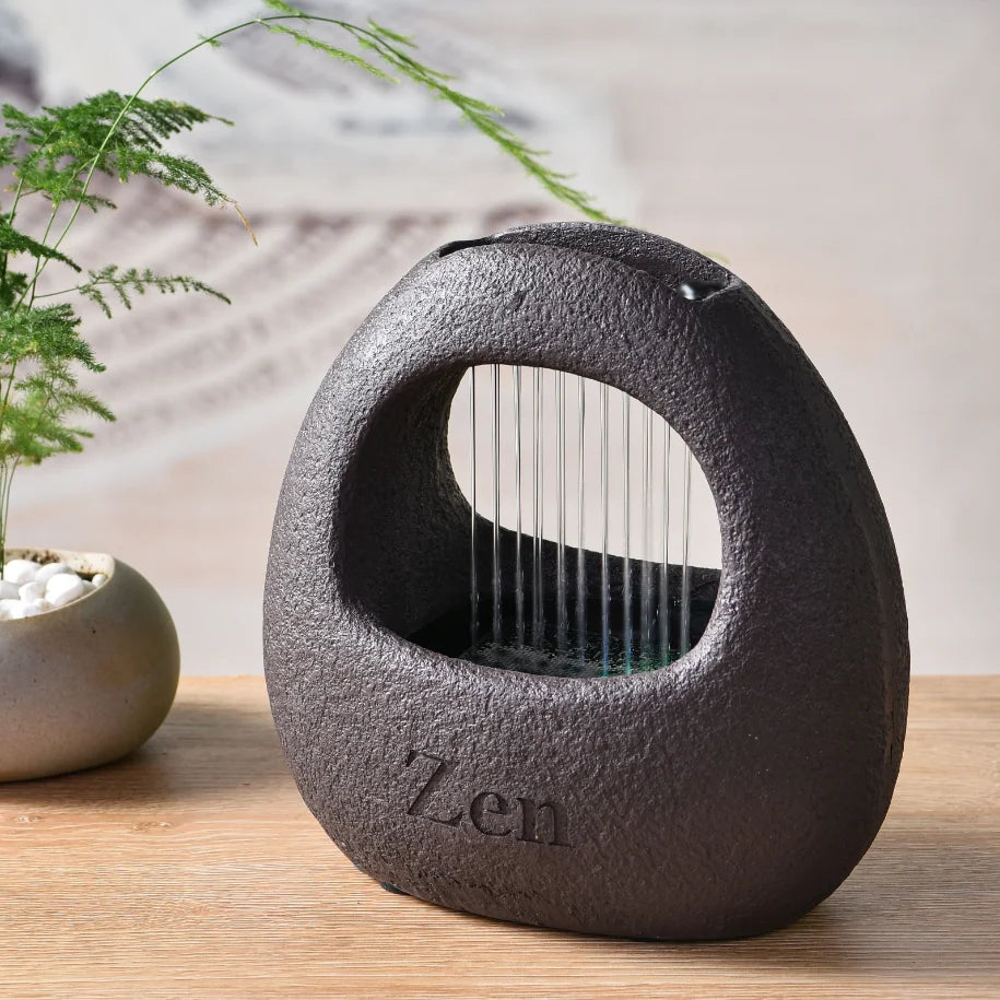 Local Warehouse in Stock Zen Relaxation Resin Rain Curtain Waterfall Fountain Indoor Tabletop Fountain With Led Light