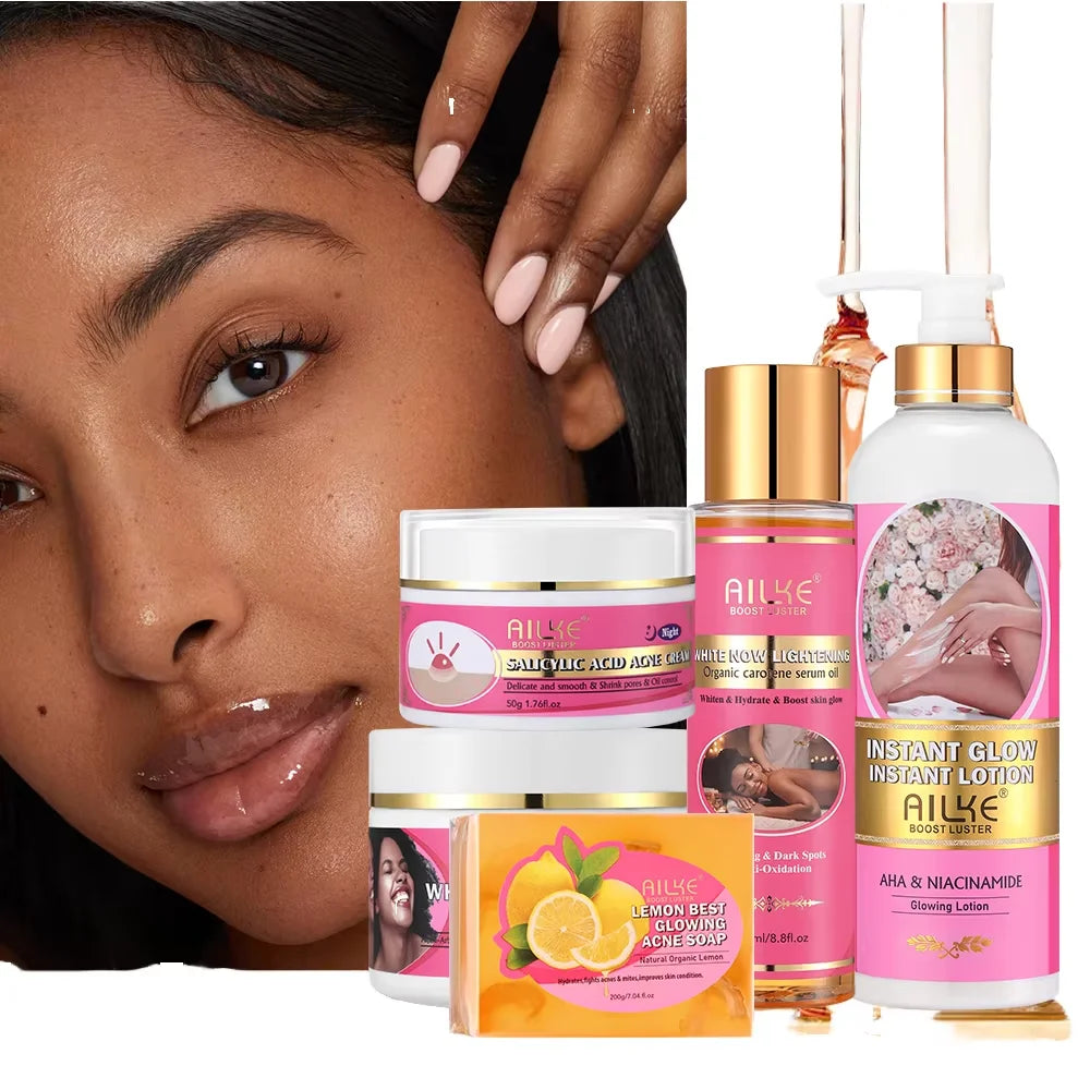 Ailke Products Glowing Niacinamide Dark Spot Removal Anti Acne Lemon Vitamin C Whitening Skin Care Set for Women
