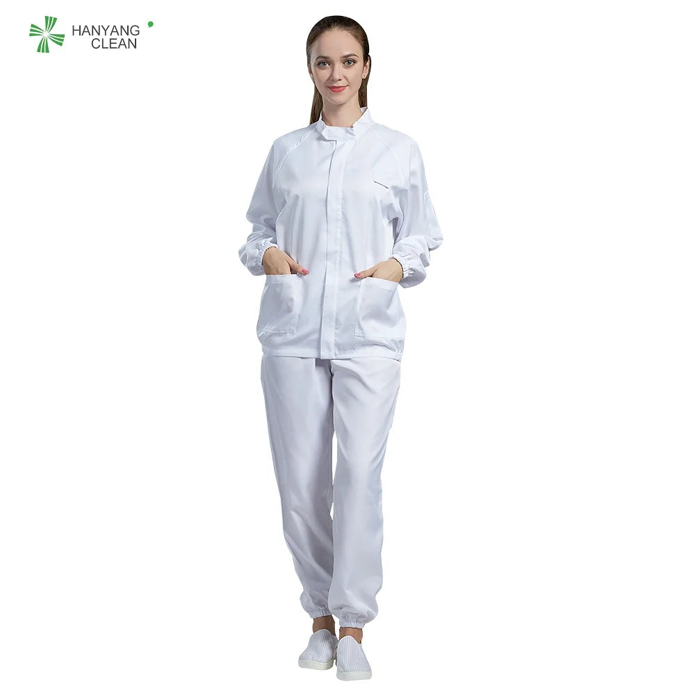 Cleanroom Lint Free Food Processing Uniform Clothes for Frozen Meats Oils Fats Edible Seafood Juices Fruit Vegetable Bread Cakes