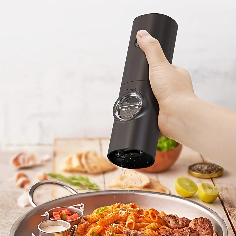 1Set Electric Salt and Pepper Grinder Set With Storage Base Spice Bottle Black Mill Pepper Grinder