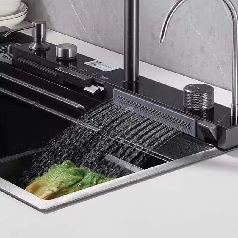 Modern Design Stainless Steel Single Bowl Kitchen Sink Faucet Easy Install Multi-Functional Home Kitchen Handmade Four Square