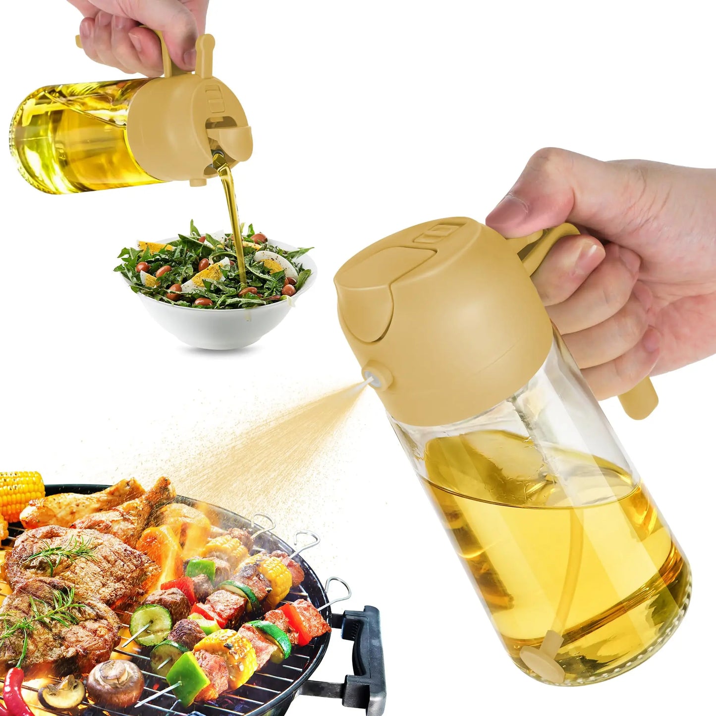Mothers Day Gift Cooking Kitchen Salad Barbecue 16oz 2 in 1 Oil Sprayer Bottle Olive Oil Dispenser Bottle