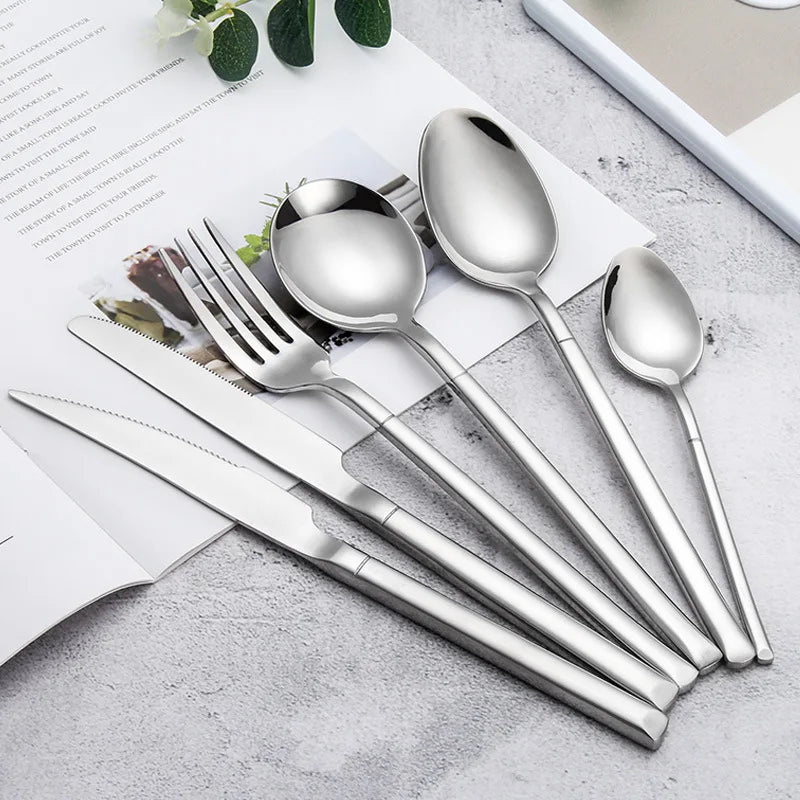 Stainless Steel Cutlery Spoon Fork Knife Eco Friendly Silverware Reusable Silverware Set