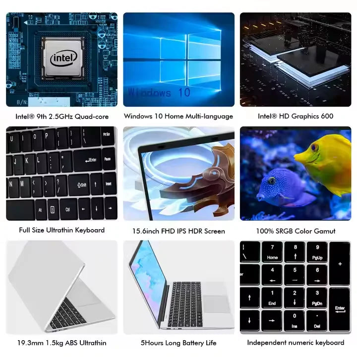 New Design 14.1'' Slim Laptop with 8GB RAM High Performance Cooling System Used WiFi for Office Gaming US Plug